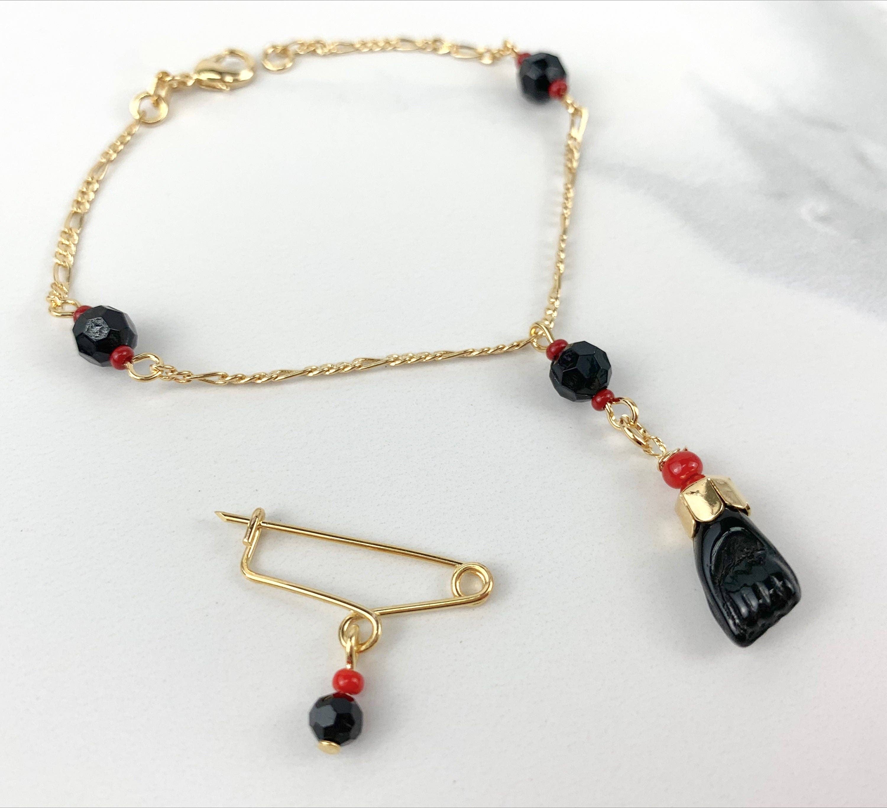 Luxus Accessories - Wholesale Brooch - 18k Gold Filled Azabache Baby Pin Brooch or Bracelet4