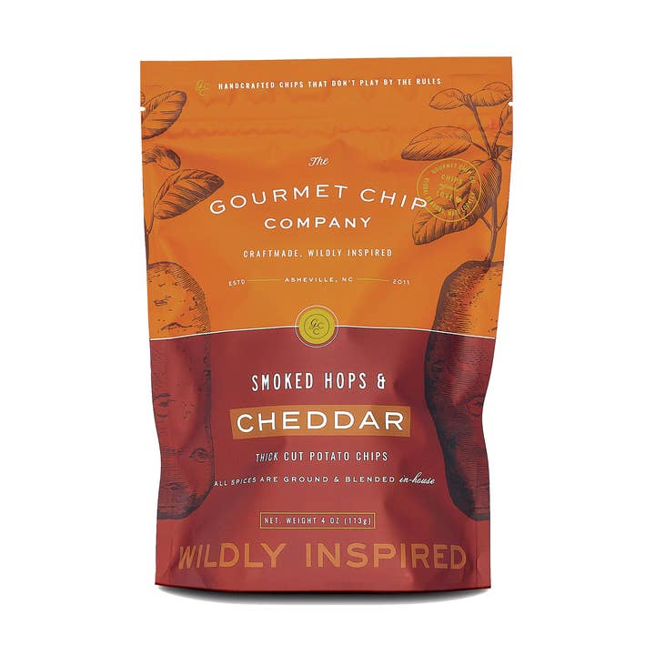 The Gourmet Chip Company - Wholesale Chips - Smoked Hops and Cheddar Thick Cut Potato Chips - Case of 120
