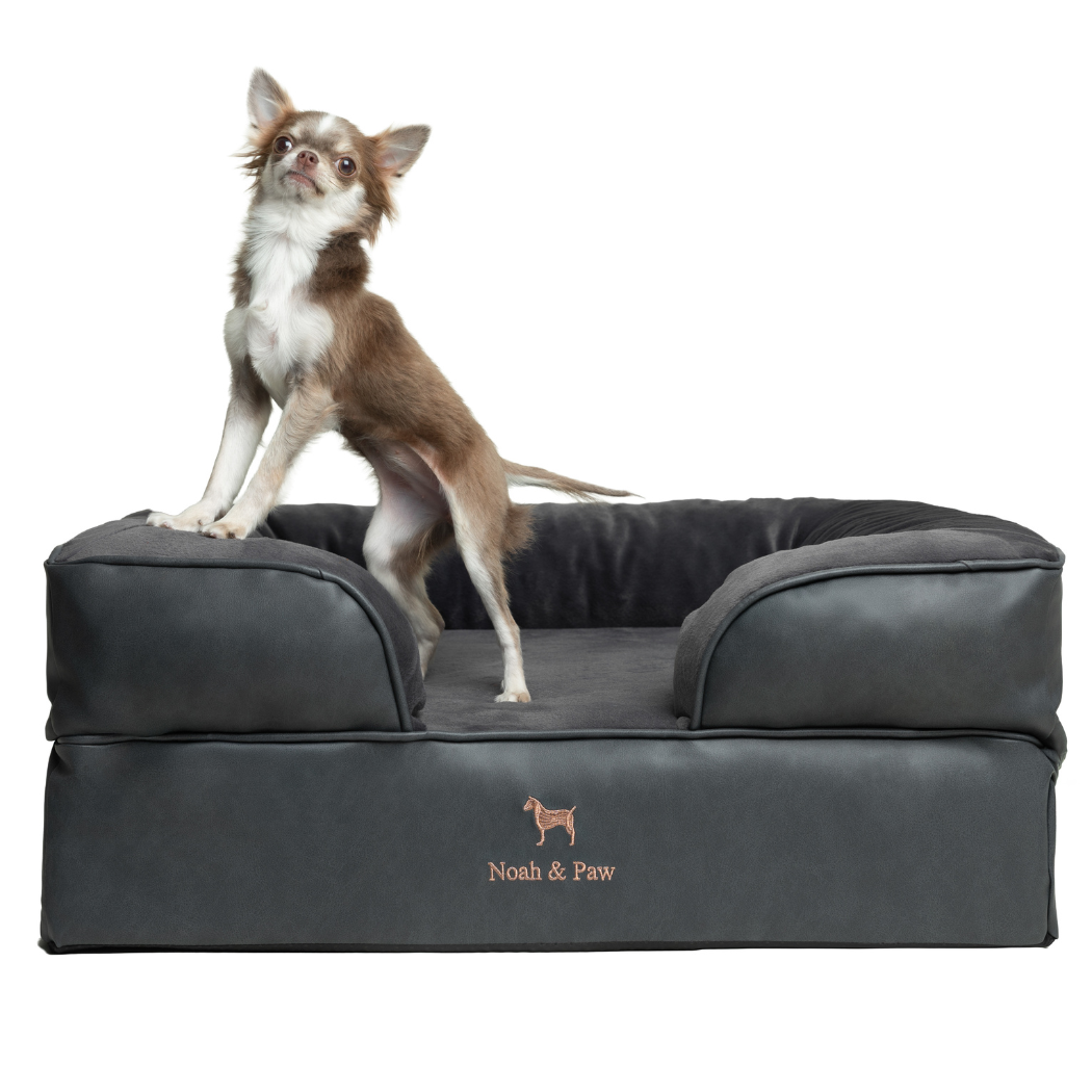 NOAH AND PAW LLC – Großhandel Haustierbett – Katze/Hund – Orthopädisches Hundebett im Sofastil aus Kunstleder mit Memory-Schaum und kühlendem Gel15