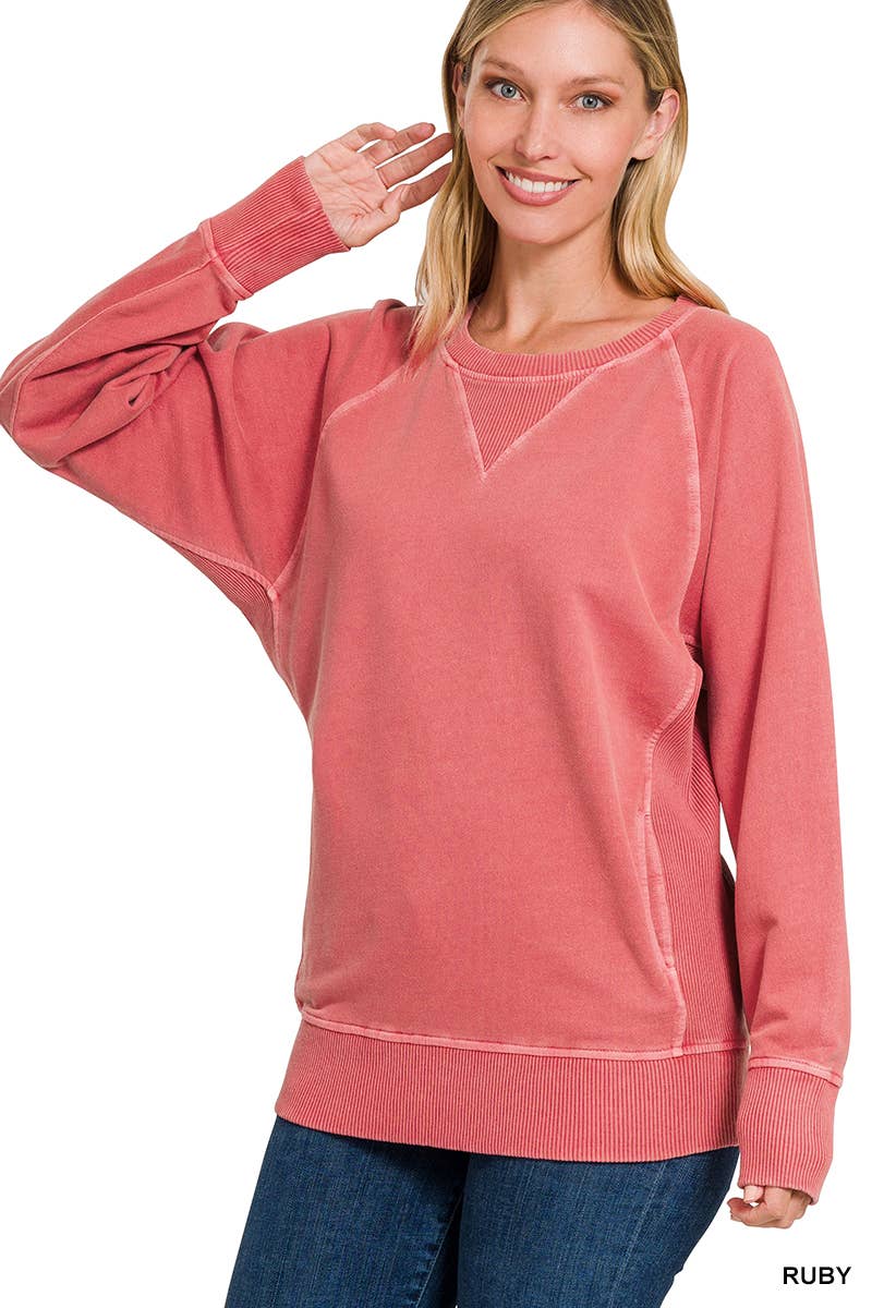 42POPS - Wholesale Sweatshirt - Women's - ',,,, Washed French Terry Pullover With Side Pockets26