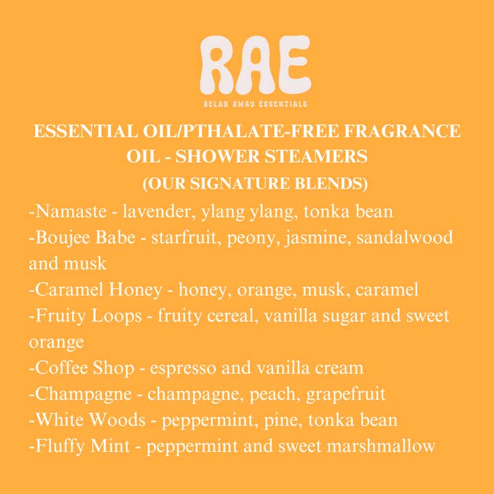 Relax Away Essentials - Wholesale Shower Steamer/Bomb - Single Shower Steamer - AromatherapyÂ