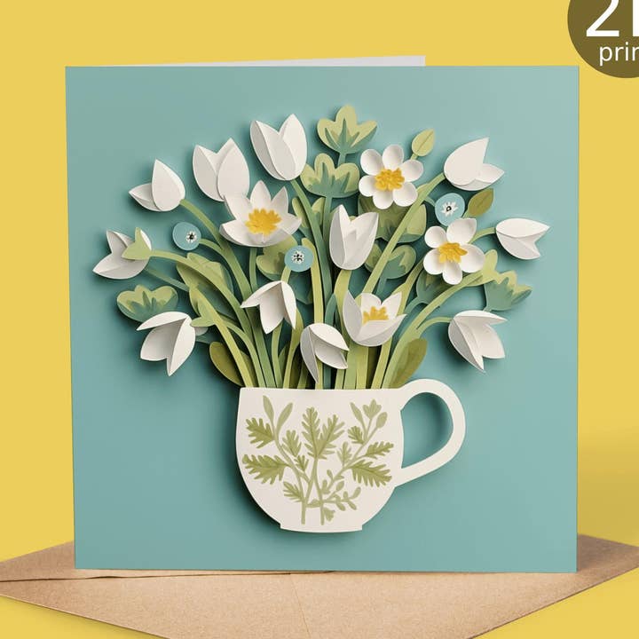 Tekopp Vårblommor 2D Tryckt Kort för wholesale av Good Post Day