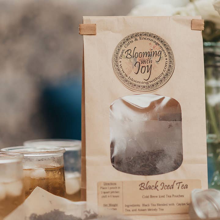 Black Iced Cold Brew Iced Tea Kit for wholesale by Blooming With Joy Tea Co.