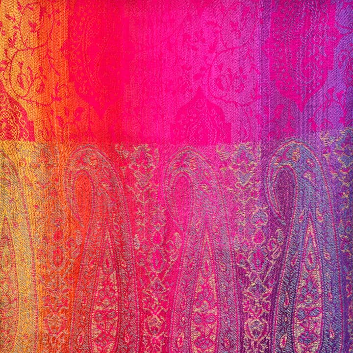 London Scarves - Wholesale Scarf – Women's - Rainbow Pashmina paisley print with tassels8