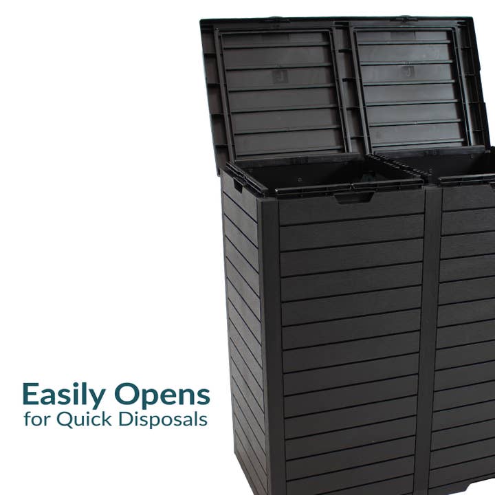 Sunnydaze Decor - Wholesale Trashcan/Trash Bin - 78 Gal. Outdoor Double Trash Can with Lids - Black5