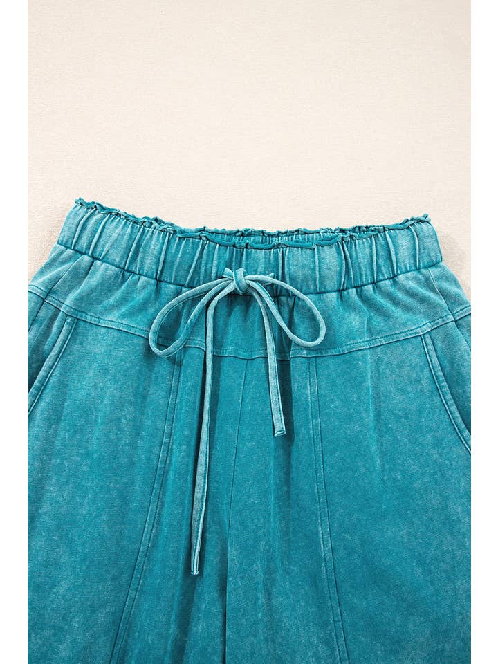 Little Daisy Closet - Wholesale Pants - Women's - LDC Mineral Wash Lace-up High Waist Raw Hem Patched Pants11