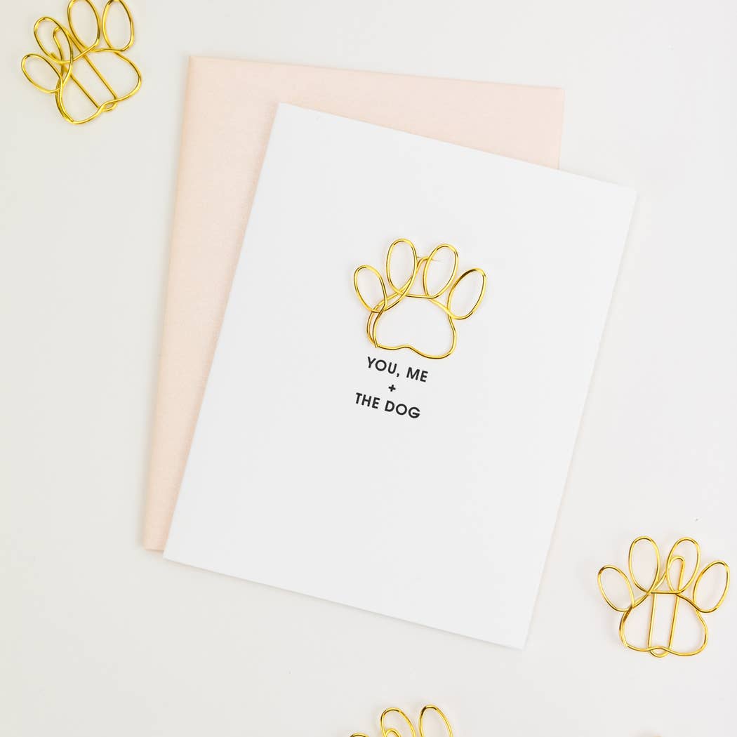 Chez Gagné - Wholesale Anniversary Card - You, Me + The Dog - Love | Anniversary - Paw Print Paperclip Card 1