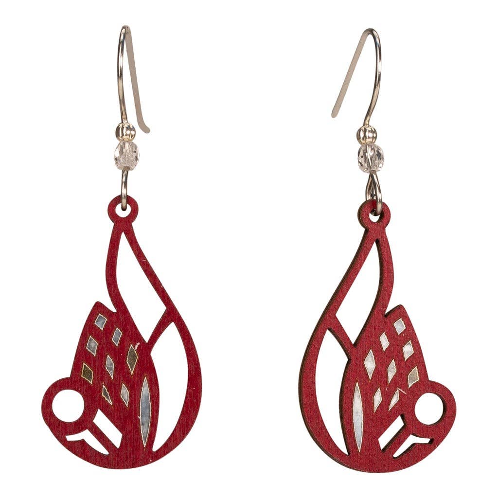 Woodcutts Inc. - Wholesale Dangle Earrings - Pod Blooms Earring with Silver Foil on Surgical Steel0