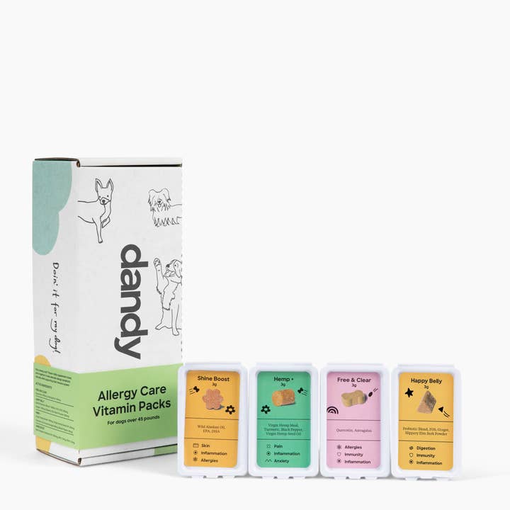 Lot de produits de soins contre les allergies formulés pour les vétérinaires, grand pour la vente par Dandy