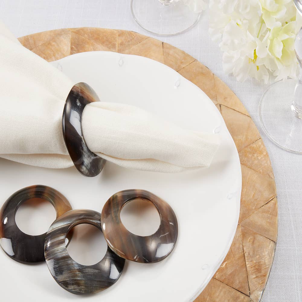 Fennco Styles - Wholesale Napkin Ring - Brown Round Horn Napkin Ring