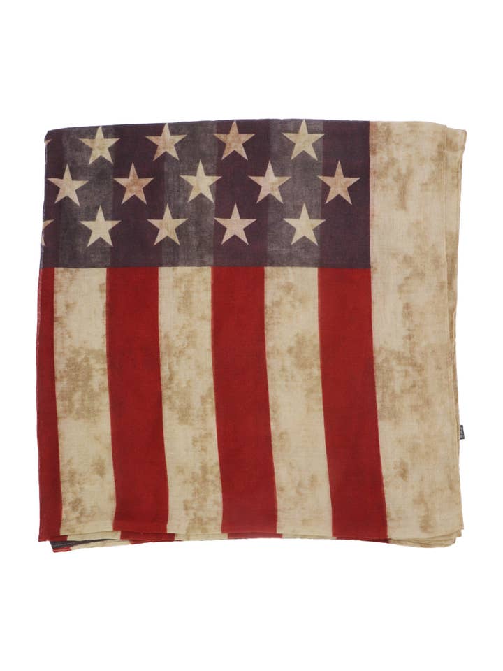 Tan Vintage American Flag Chiffon Swim Cover-up for wholesale on Faire3