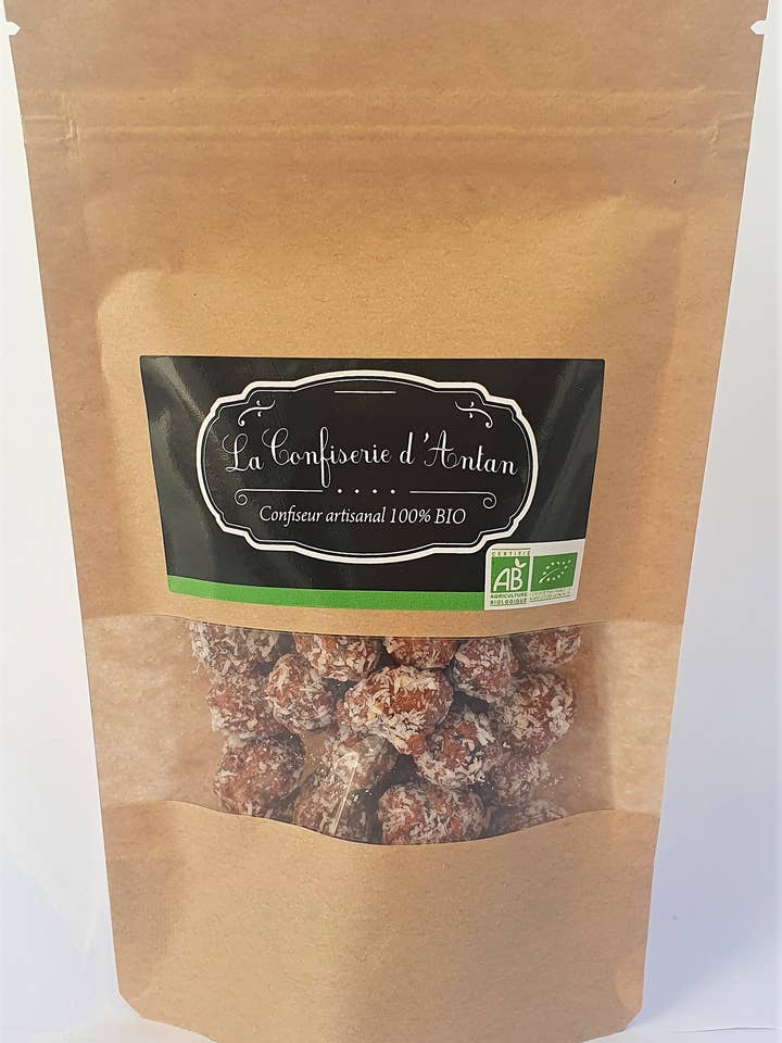 Caramelized hazelnuts with coconut - 115 gr - organic for wholesale by La confiserie d'antan 100%bio