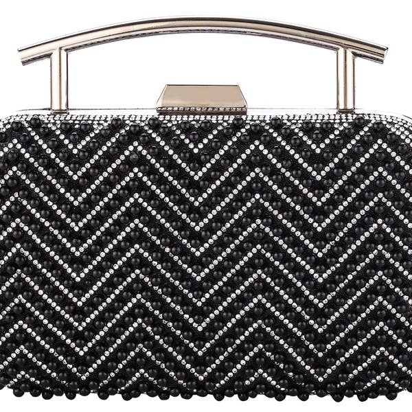 Nima Accessories Inc - Wholesale Clutch Bag - Women's - Ladies Clutch Beaded Frame Hard Case Evening Handbag