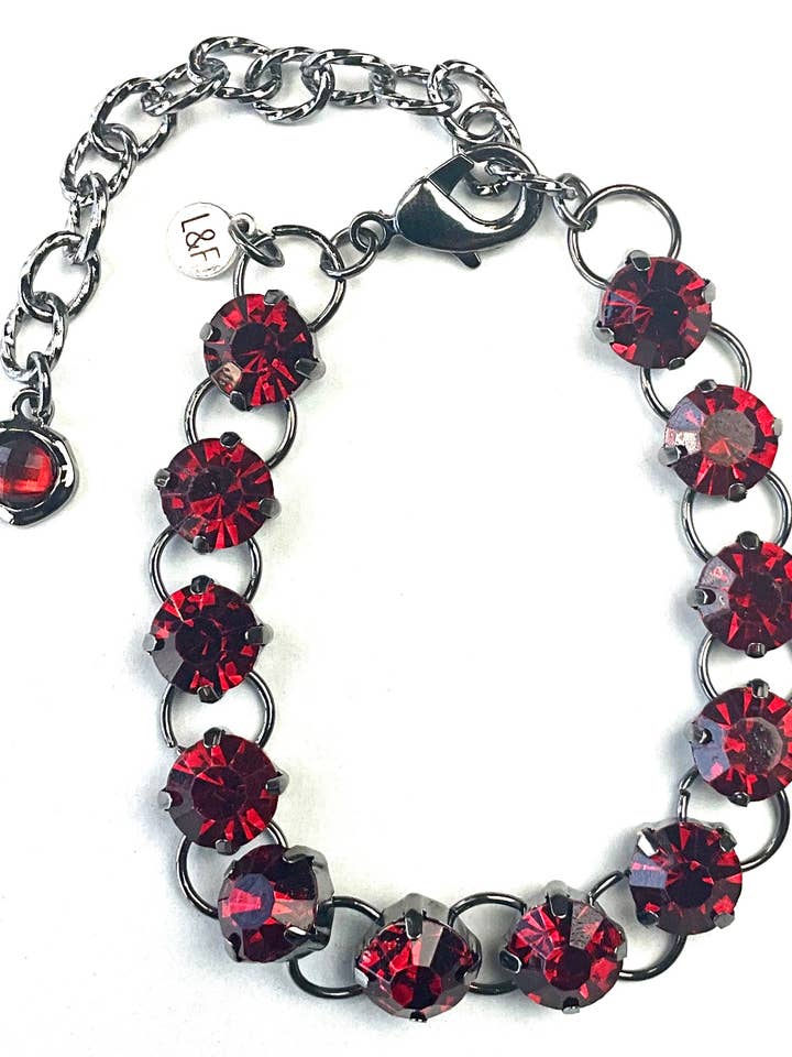 BR-Bold Siam Rhinestone Link & Chain Bracelet for wholesale by Lost & Found Trading