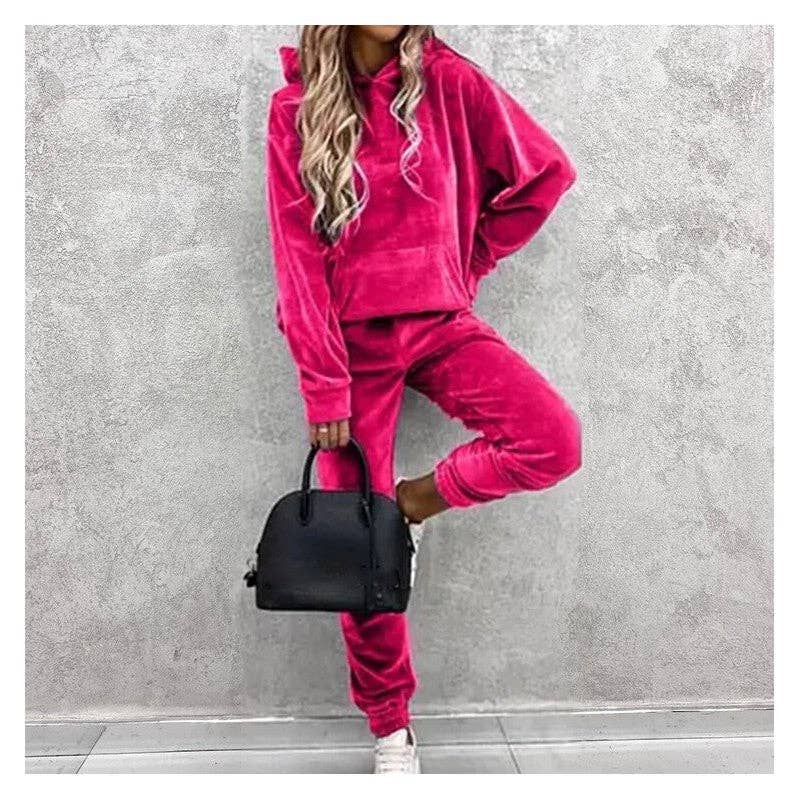 UZ Wholesale Store - Vente Ensemble de vêtements d'intérieur – femme - Ensemble de sweat à capuche et pantalon de survêtement uni9