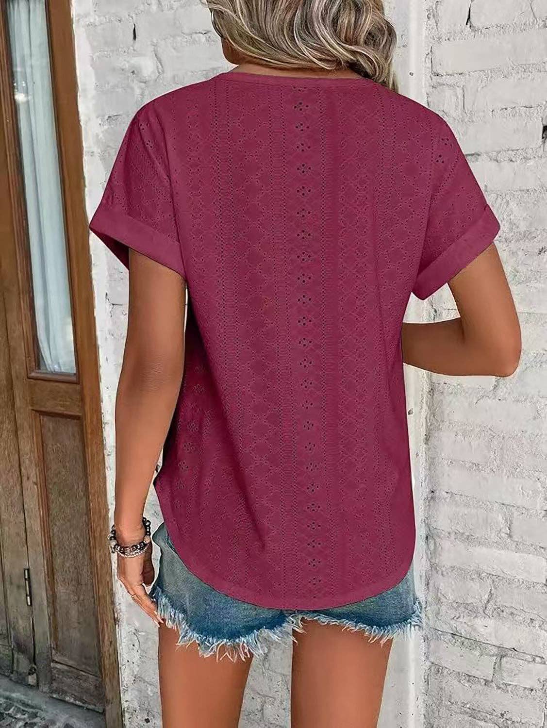 Lovesoft - Wholesale Blouse - Dames - Dames Casual Korte Mouw Shirts Effen Kleur Trendy Blouses26