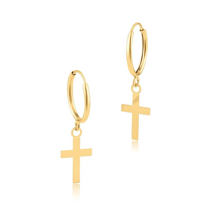 14k Solid Cross Hoops for wholesale by Karen Cole Timeless Treasures