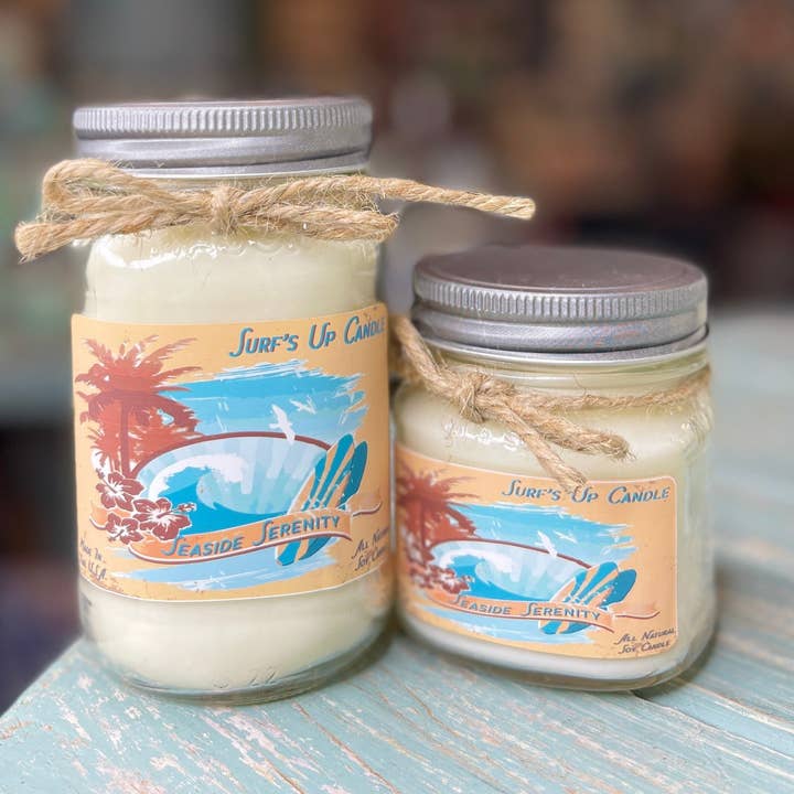 Vela Seaside Serenity Mason Jar, colección vintage para venta al por mayor de Surfs Up Candle