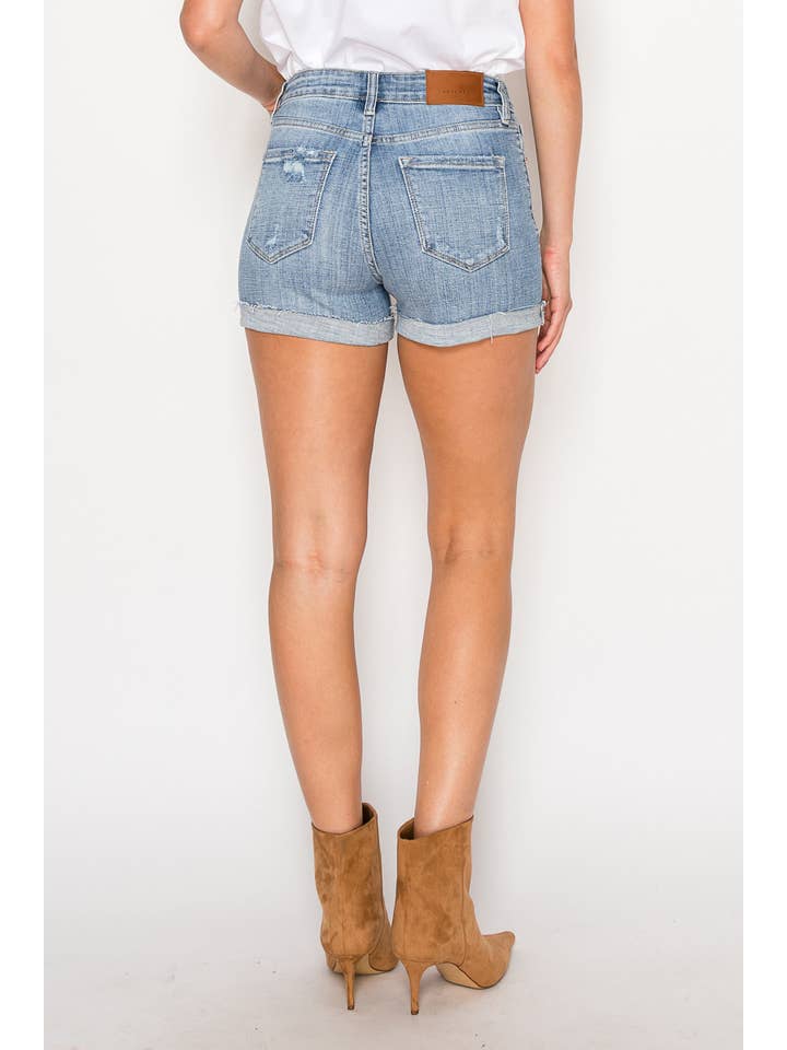 ARTEMIS VINTAGE - Wholesale Shorts - Women's - HIGH RISE CUFFED STRETCH DENIM SHORTS