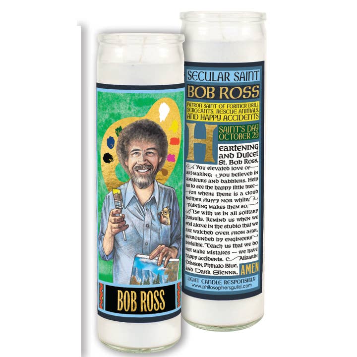 Unemployed Philosophers Guild - Wholesale Jar/Filled Candle - Bob Ross Secular Saint Candle