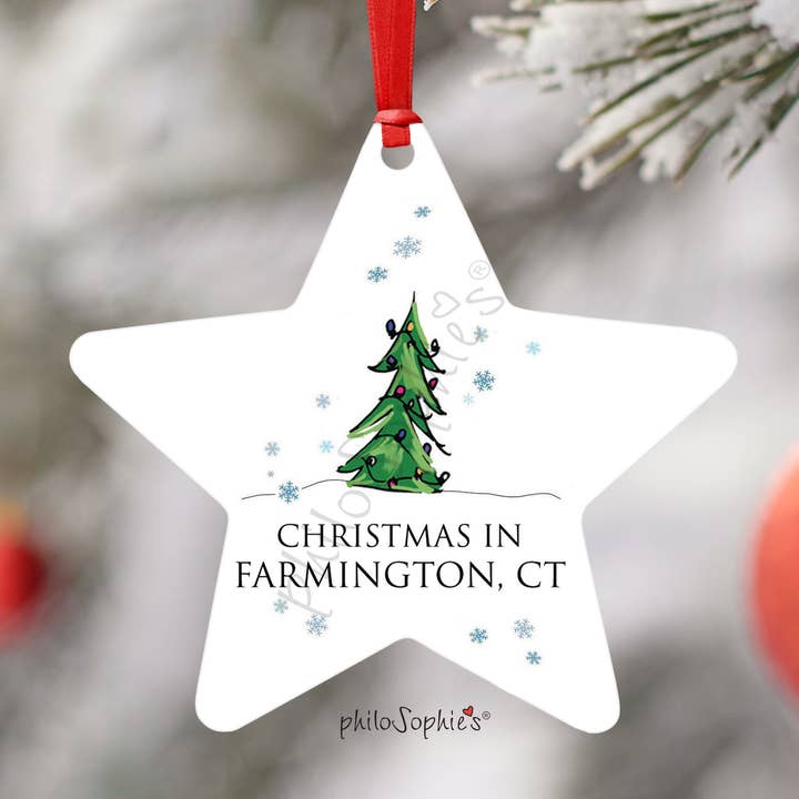 Ornement Étoile de Sapin de Noël Name Drop pour la vente par philoSophie's Stationery & Gifts