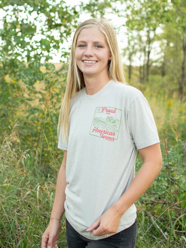 American Farm Company - Wholesale Screen Printed T-Shirt - Men's - Western 'Proud American Farmer' Stone Graphic Tee1