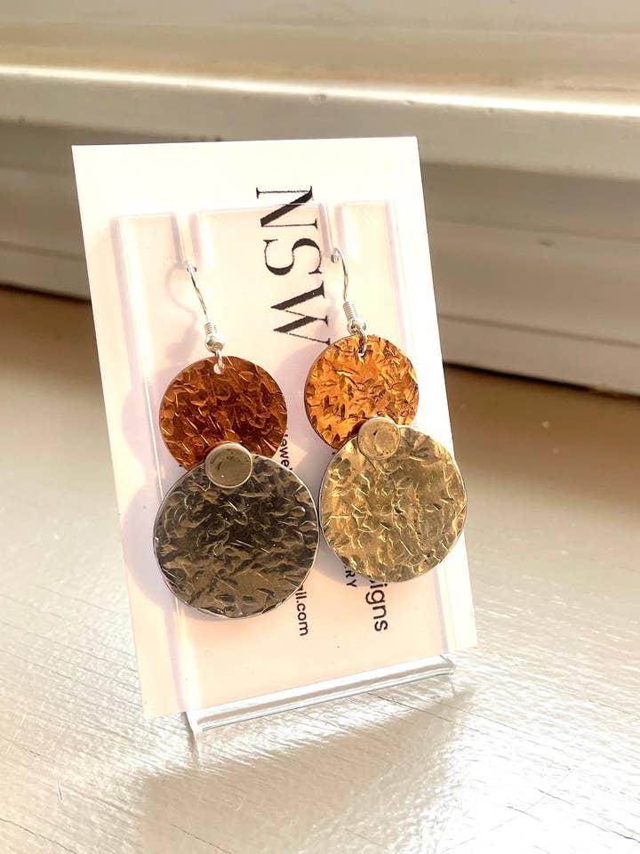 Riveted Copper and Silver Earrings for wholesale by NSW Jewelry Designs