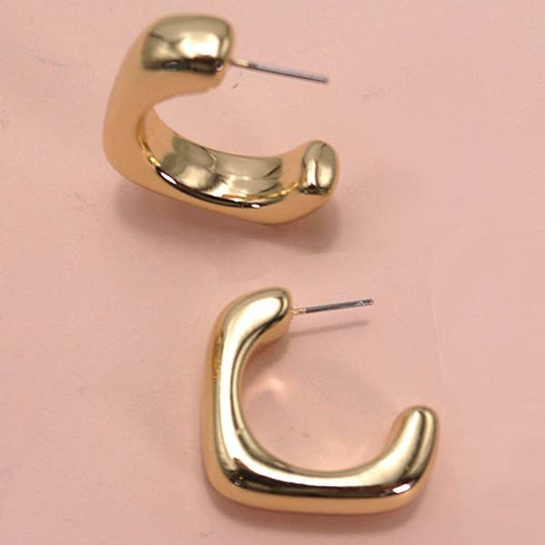 Gold BUBBLE PUFFY SQUARE SHAPE TUBE HOOP EARRRINGS | 10E40426057 for wholesale on Faire
