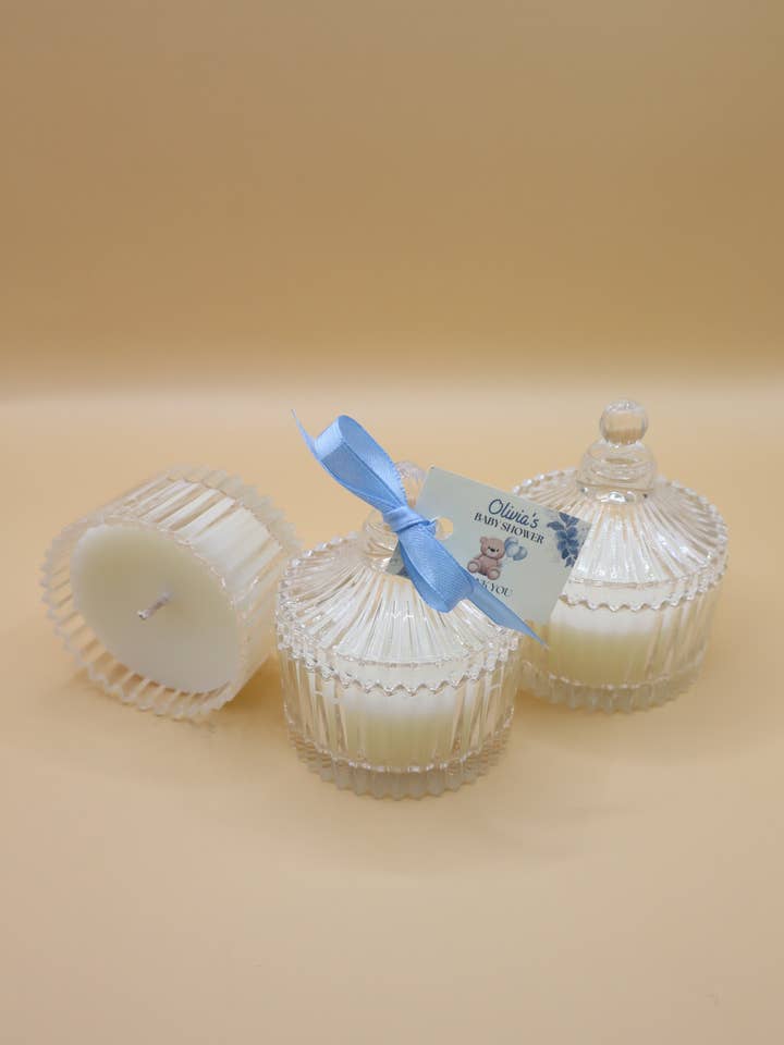 Personalized Baby Shower Party Favors - Mini Candle | Baby Boy for wholesale by alCo Candles