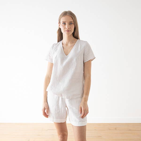 Blusa in lino Silver Luna per la vendita all'ingrosso da parte di LinenMe