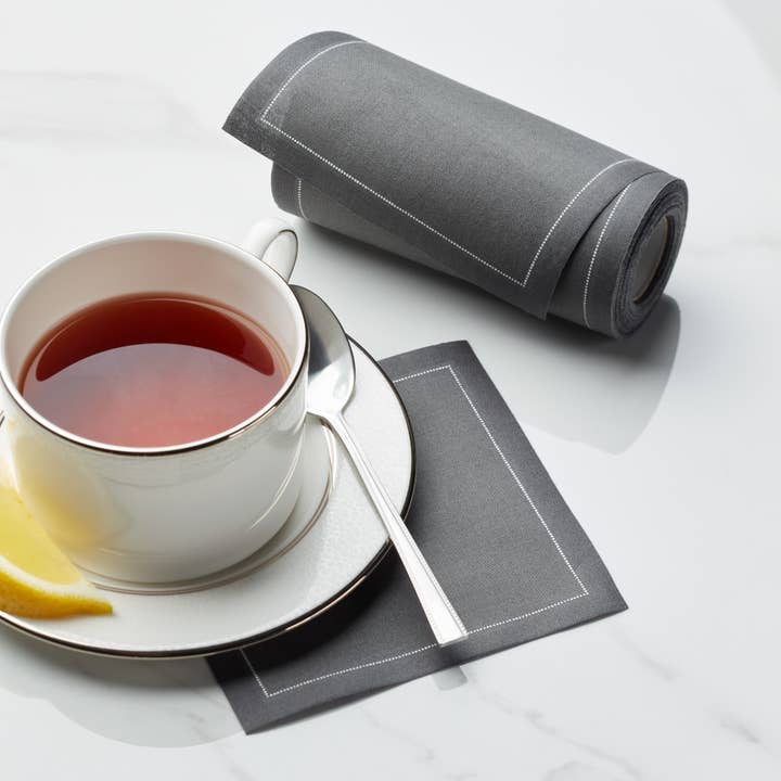 Anthracite Grey Cotton Cocktail Napkins 50 Units for wholesale by MY DRAP