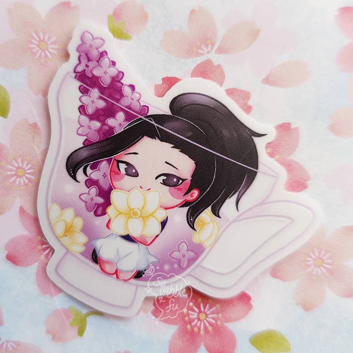 ***RETIRING last chance!*** BnHA Bloom | Momo Lilac Tea | Vinyl Sticker for wholesale by squibblefu