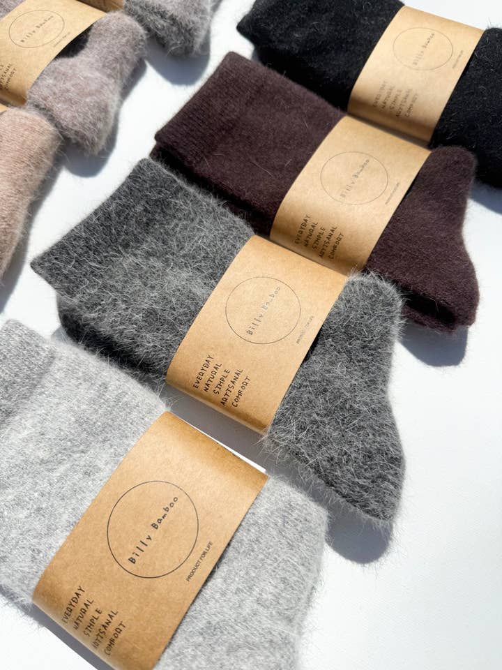 Billy Bamboo - Wholesale Socks - Women's - FLUFFY ANGORA SOCKS - NEUTRAL