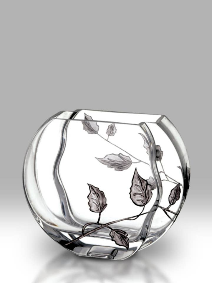 Sølvblad - 16 cm cirkelvase for engroshandel hos Nobile Glassware Ltd.