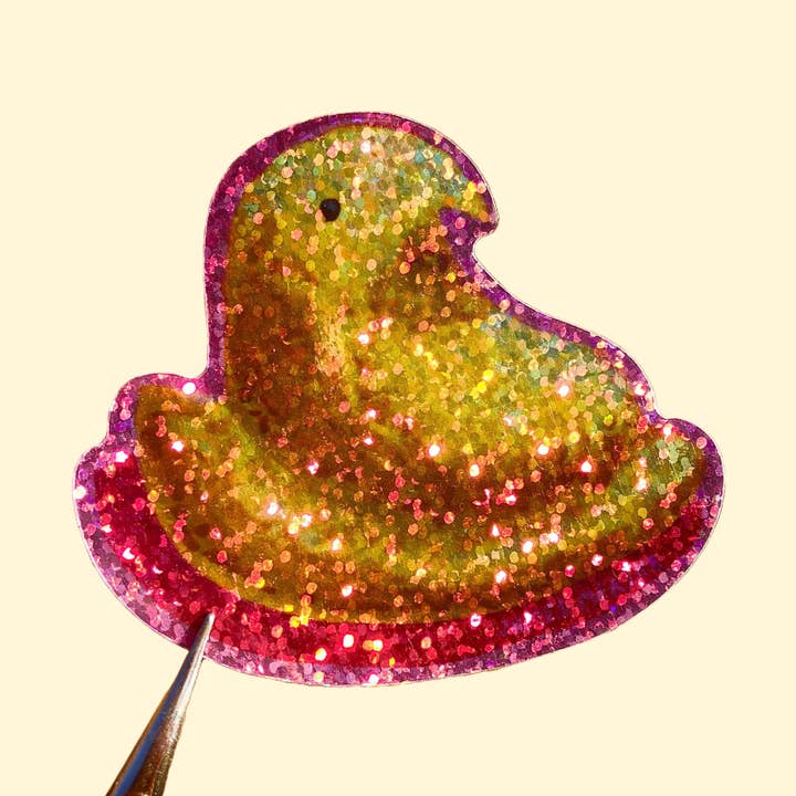 Marshmallow Peeps Vogel Glitters Sticker voor wholesale door Painting With James