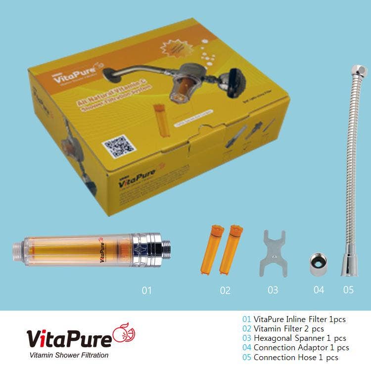 VitaPure America - Wholesale Water Filter - VitaMax Ultra Compact SUF-50V, Vitamin C Inline Shower Filter Designed by VitaPure Technology / Universal Type for the most showerheads and Removes Chlorine & Chloramine2