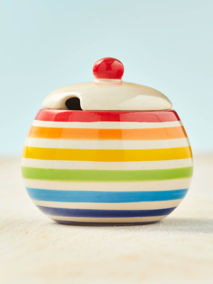 Hand Painted New Rainbow Sugar Bowl for wholesale by Namaste