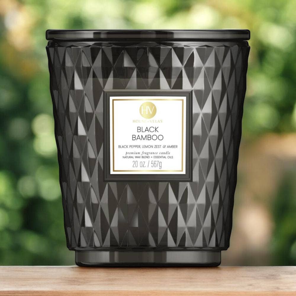 WONDER IMPORTS AUSTRALIA - Wholesale Jar/filled candle - Black Bamboo Coloured Glass Candle 595gms1
