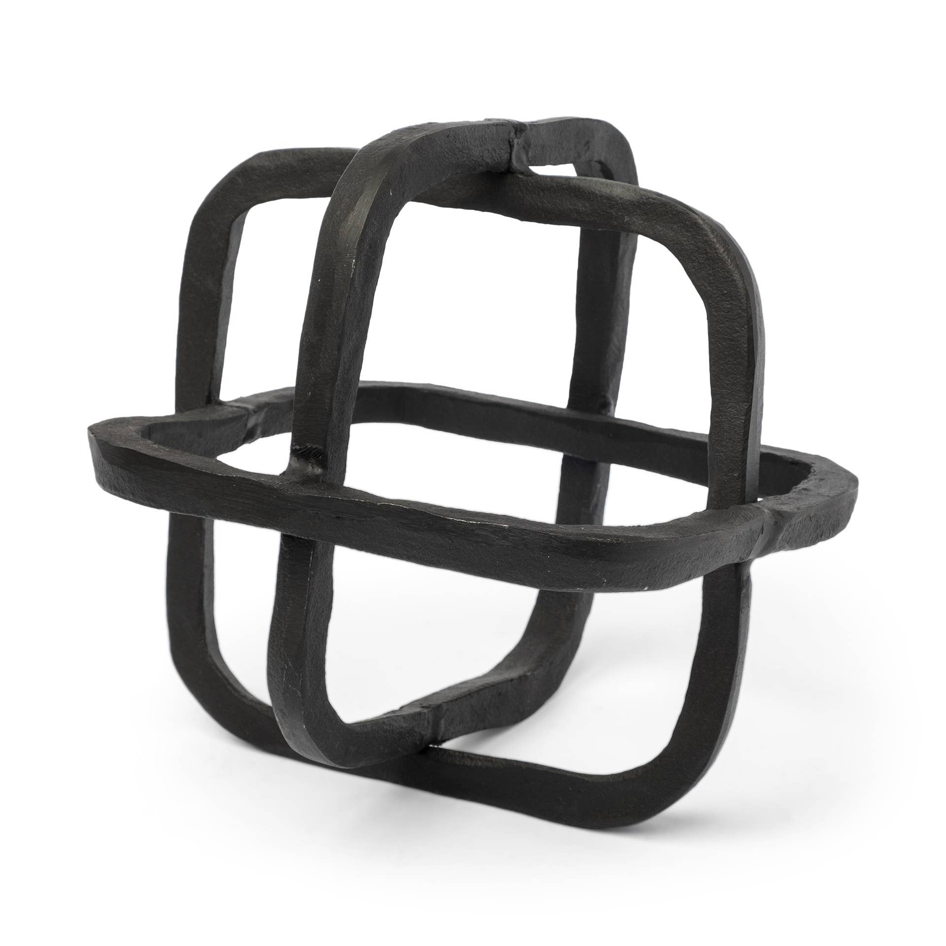 HomeRoots – wholesale Sculpture – Black Metal Cube Shaped Link Sculpture0