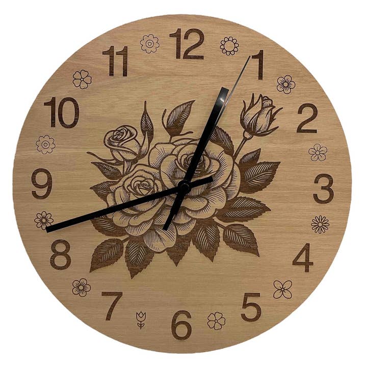 Wooden wall clock - Flowers for wholesale by Store and Design