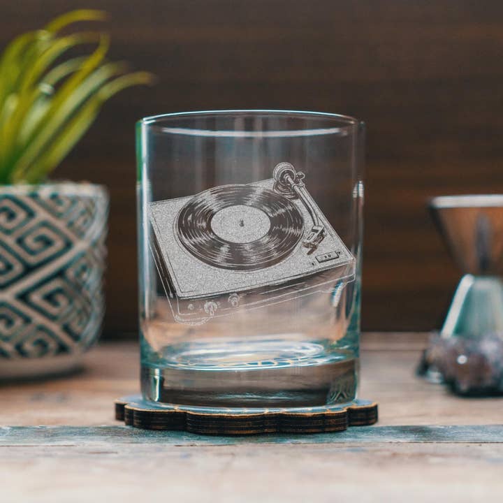 Record Player Glasses for wholesale by Benoit's Design Co.