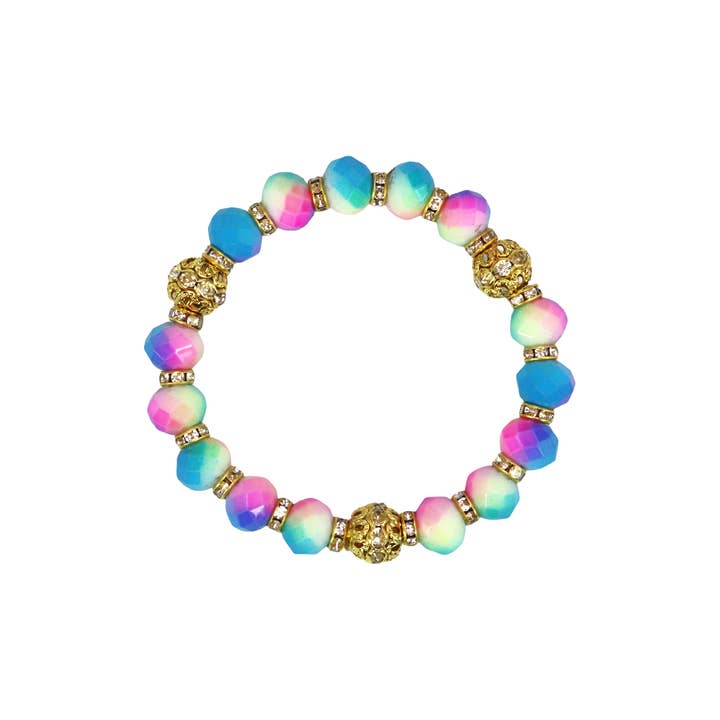 Cap Zone - Wholesale Beaded Bracelet - Bling Faux Opal Glass Beaded Stretch Bracelet1