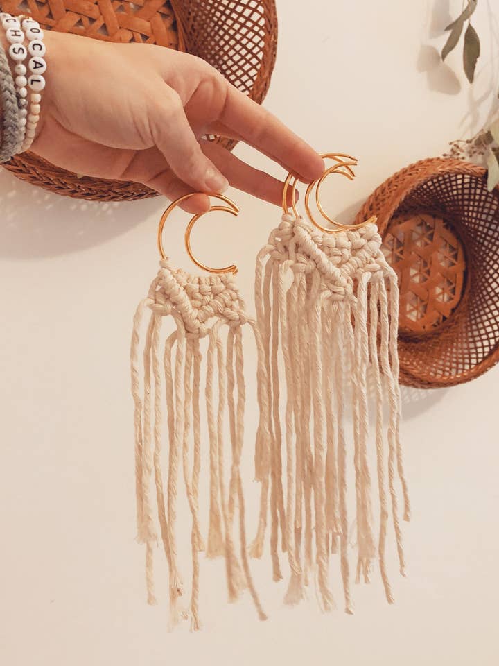 Mini Macrame Moons- Moonchild for wholesale by Rosie the Wanderer, Handmade Macramé