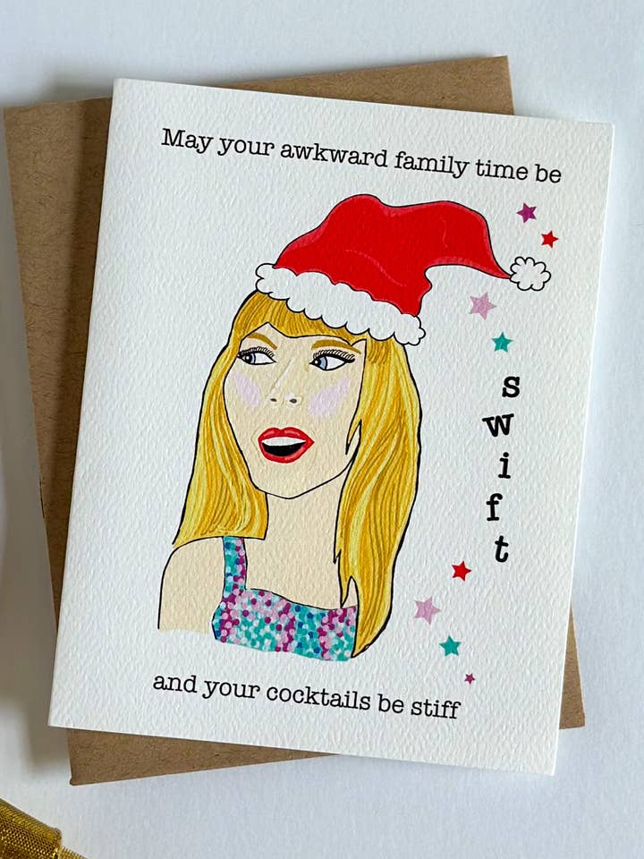 Taylor Swift Christmas Card/ Holiday Card for wholesale by Wild Card Creations