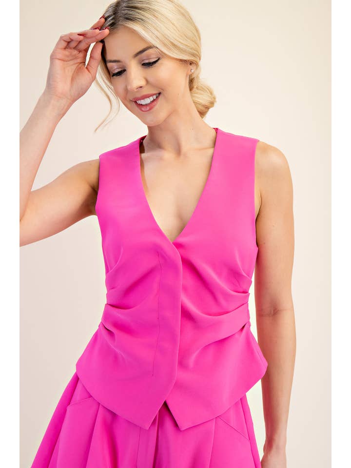 Glam - Wholesale Suit Vest - Women's - Ruched Tailored Vest