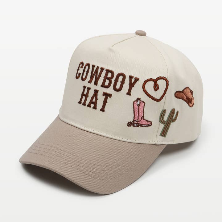 WESTERN COWBOY HAT icons Embroidery Two Tone Baseball Cap for wholesale by David And Young