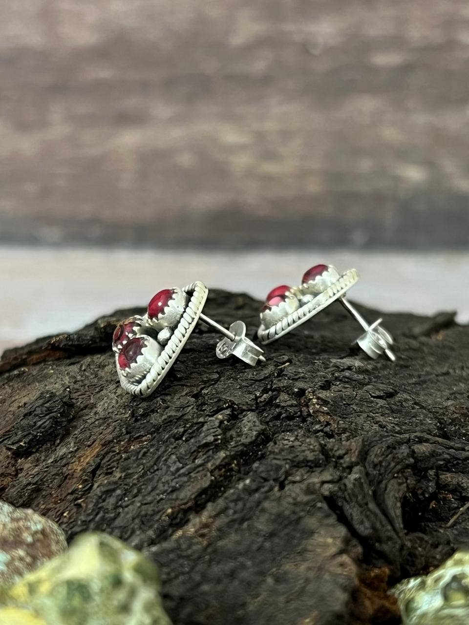 Nizhonitradersllc – wholesale Stud/post earrings – Handmade Sterling Silver Dahlia Rose Post Studs with Signed Nizhoni (9)3