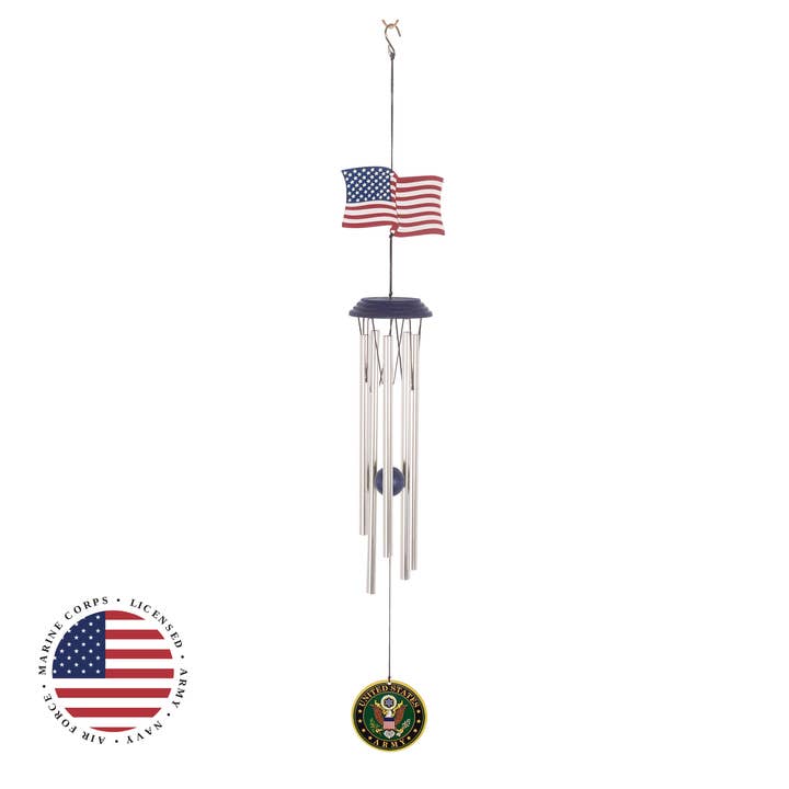 RCS Gifts - Wholesale Wind Chime - U.S. Army Wind Chime w/ American Flag - 28"1