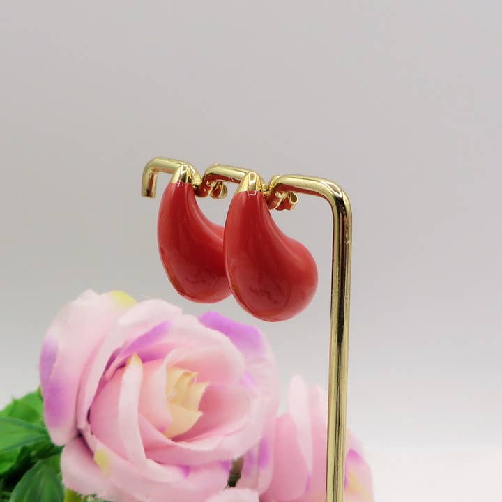 Daemon srls - Wholesale Dangle Earrings - DROP COLOURS - ACCIAIO INOSSIDABILE ~ Paio Orecchini goccia bombe' smaltati