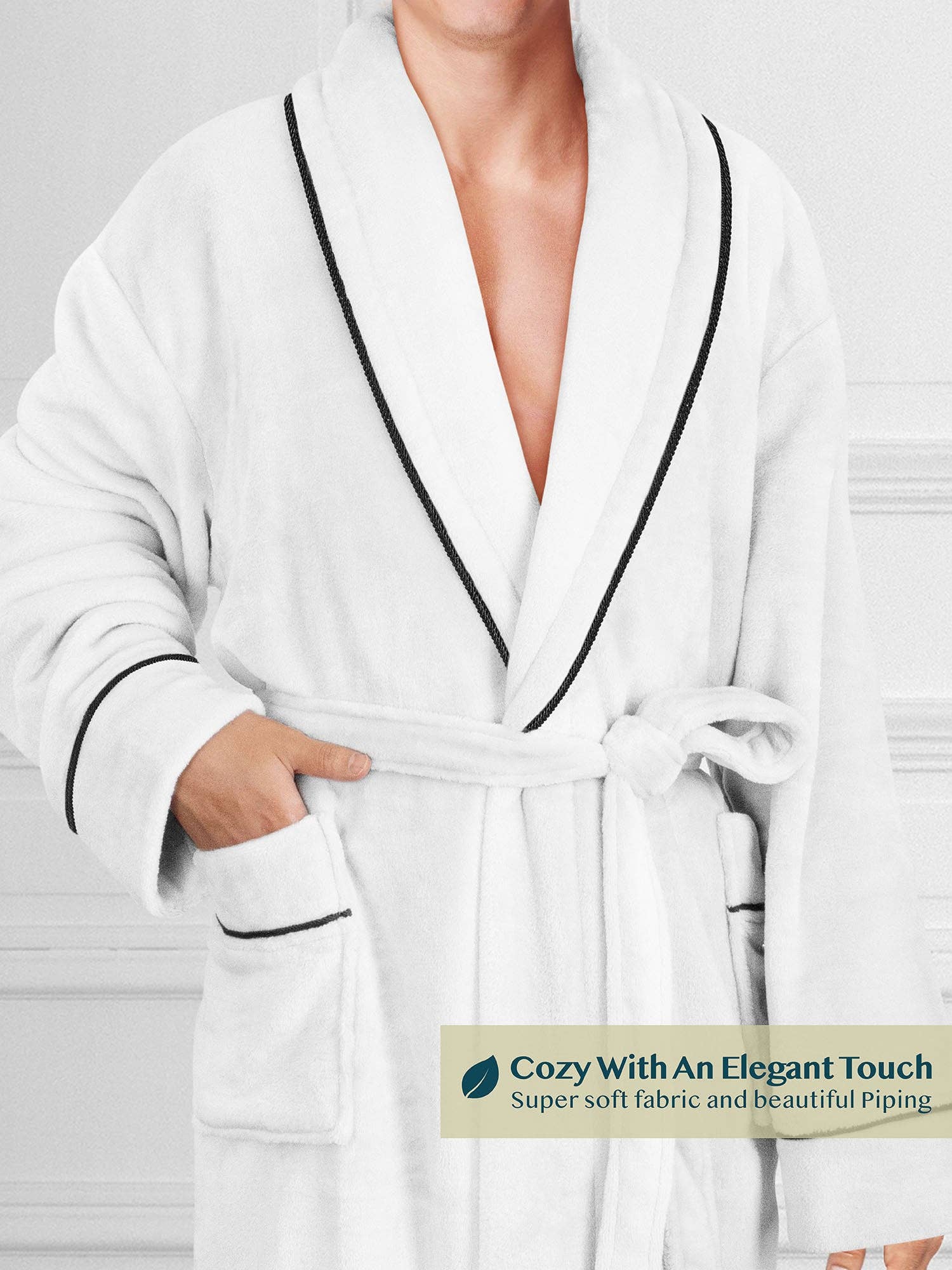 Pavilia - Wholesale Badjas - Heren - Herenbadjas van fleece met contrastpaspel37